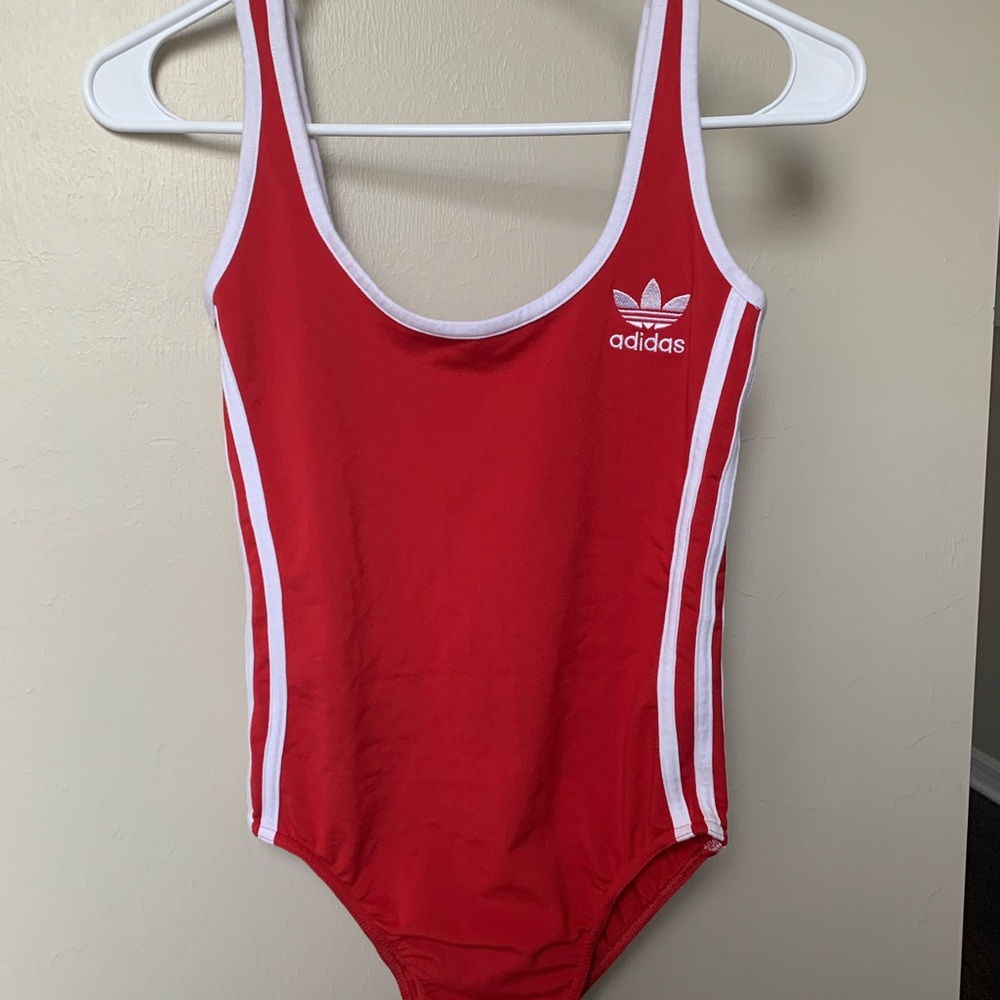 Red adidas bodysuit PacSun